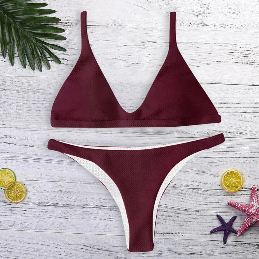 2019 Sexy bikini Set Solid Color Swimwear Women Sports Biquini Vacation Swim Bathing Suit Beach Swimsuit Vintage Bikinis
2019 Sexy bikini Set Solid Color Swimwear Women Sports Biquini Vacation Swim Bathing Suit Beach Swimsuit Vintage Bikinis