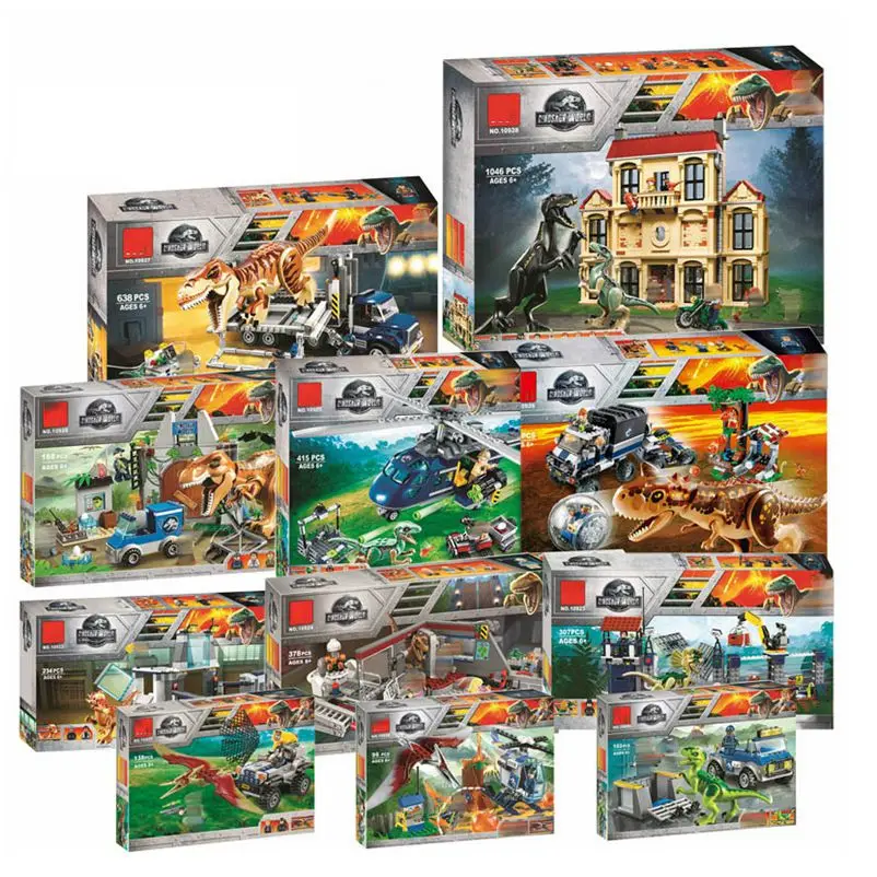 

New Jurassic World Dinosaur Set With 10925 10926 10928 Model Building Blocks Bricks With Legoinglys Toy Gift For Children No Box