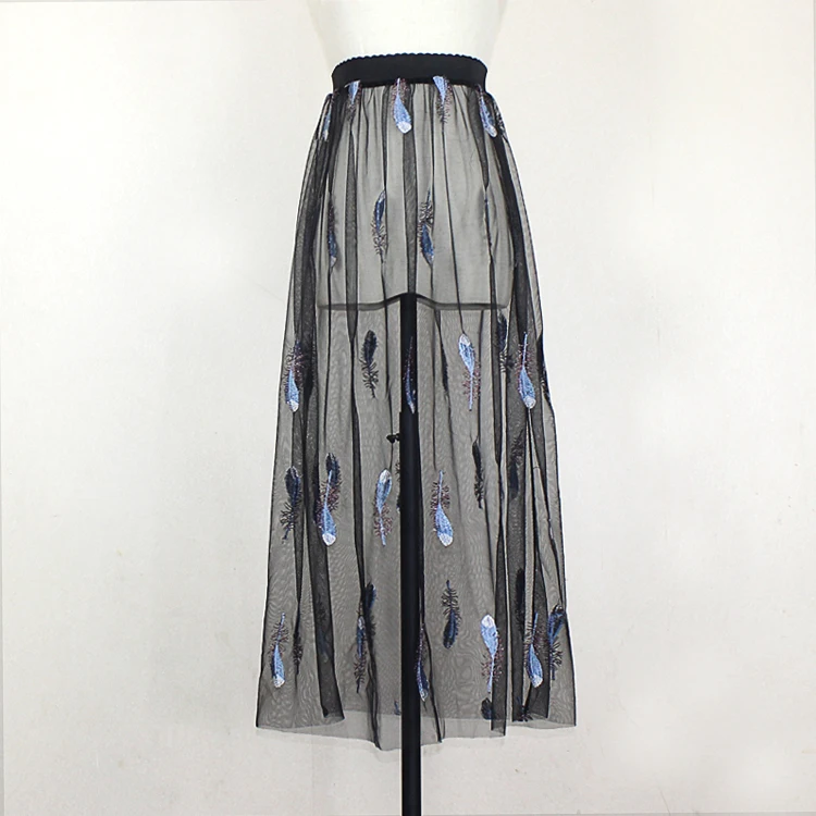 Women Summer Embroidery Mesh Long Skirt Casual Elegant High Waist Transparent Lace Hollow Out Pleated Black White Midi Skirts
Women Summer Embroidery Mesh Long Skirt Casual Elegant High Waist Transparent Lace Hollow Out Pleated Black White Midi Skirts
