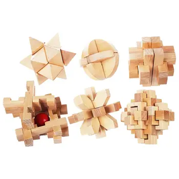 A Set of 6 3D Wooden Classic Genius Puzzles and Brain Teasers Old China Luban Jigsaw Lock Educational Toy Gift for Ki
A Set of 6 3D Wooden Classic Genius Puzzles and Brain Teasers Old China Luban Jigsaw Lock Educational Toy Gift for Ki