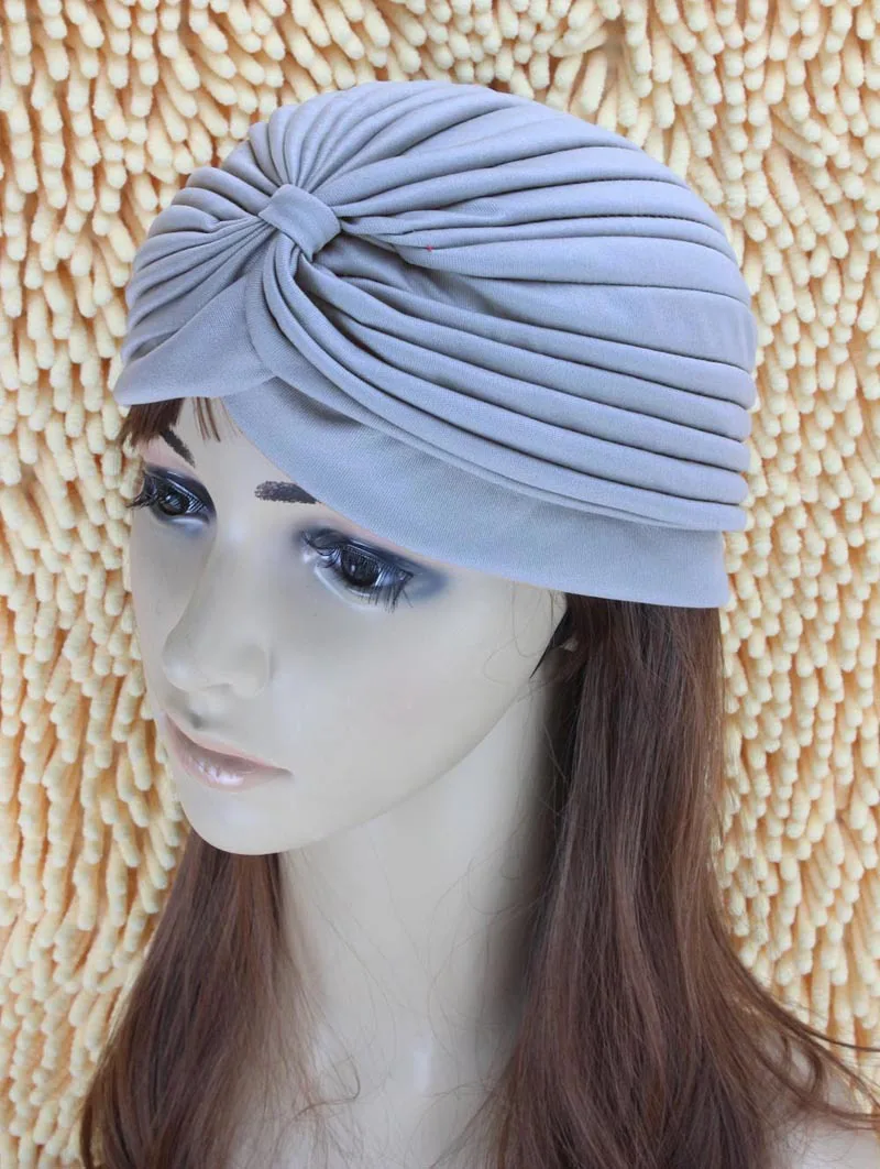 2016 New Fashion Women Turban Hat Bohemia 21 Solid Color Fold Beanies Female Simple Autumn Bonnet Indian Turban Hats For Women (27)