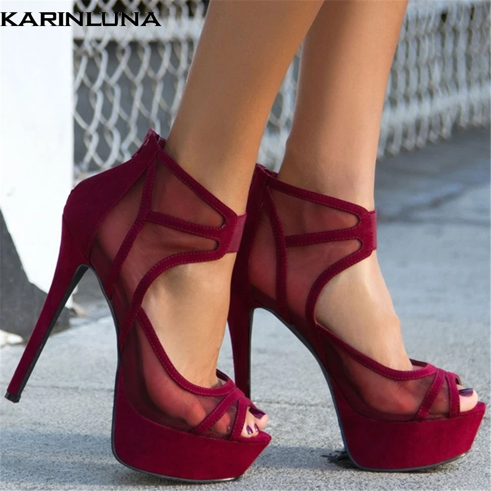 Karinluna Brand Design Big Size 47 Sexy Party Women Shoes Summer Peep Toe Air Mesh Thin High Heels Shoes Woman Sandals
Karinluna Brand Design Big Size 47 Sexy Party Women Shoes Summer Peep Toe Air Mesh Thin High Heels Shoes Woman Sandals