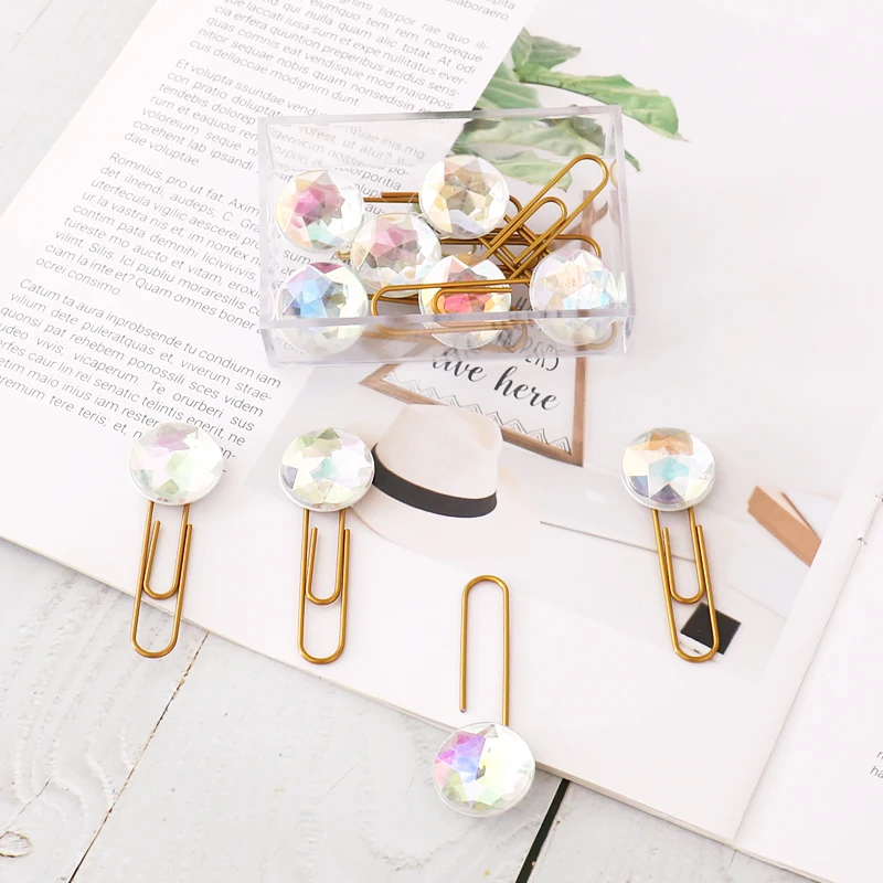 12pc/set Gold Binder Clip Kawaii Metal Paper Clip Colorful Crystal Clamp Binding Notes Letter Planner Decorative Paperclip Gift
12pc/set Gold Binder Clip Kawaii Metal Paper Clip Colorful Crystal Clamp Binding Notes Letter Planner Decorative Paperclip Gift