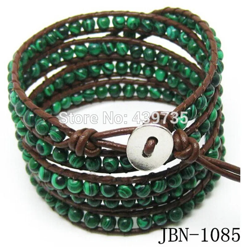 Hot Bohomia style fashion jewelry 4mm Natural malachite beaded bracelet leather Mulitlayer bracelets& bangles JBN-1085
Hot Bohomia style fashion jewelry 4mm Natural malachite beaded bracelet leather Mulitlayer bracelets& bangles JBN-1085