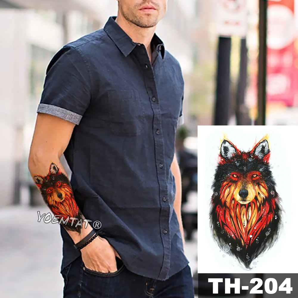Waterproof Temporary Tattoo Sticker Dark magma flame wolf pattern animals Water Transfer body art flash fake tatoo 
Waterproof Temporary Tattoo Sticker Dark magma flame wolf pattern animals Water Transfer body art flash fake tatoo