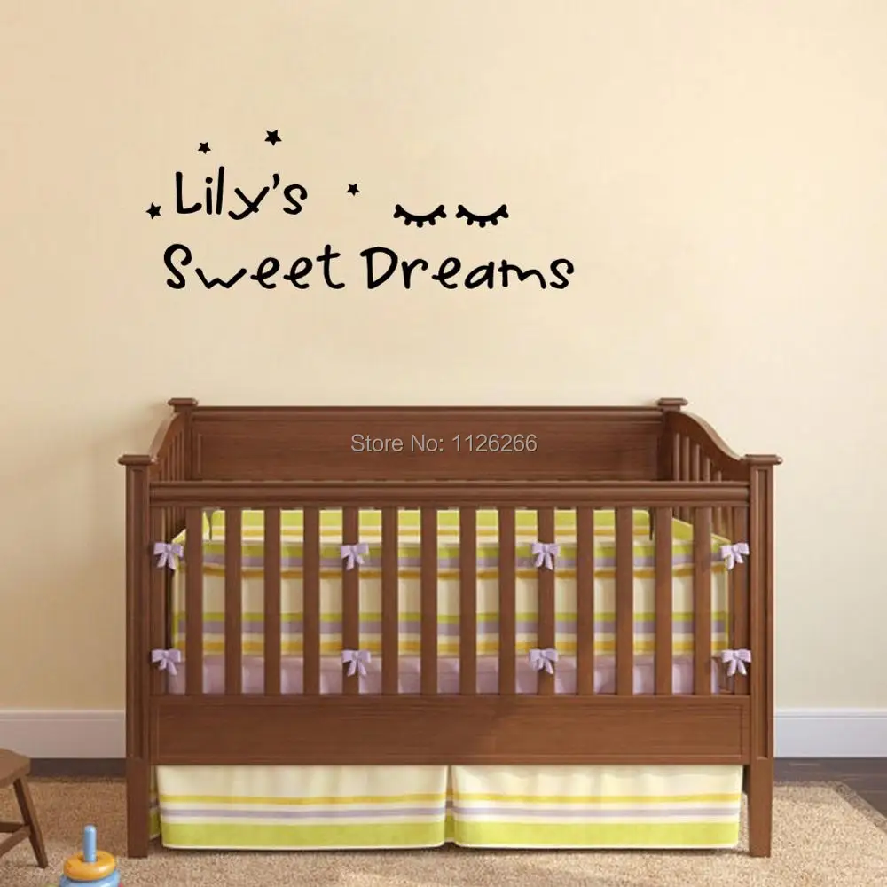 Personalized Sweet Dreams Custom Babys Name and Cute Eyelashs Creative Kids Room Wall Stickers
Personalized Sweet Dreams Custom Babys Name and Cute Eyelashs Creative Kids Room Wall Stickers