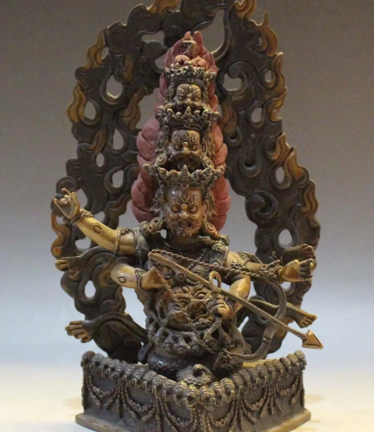 9" Pure Bronze 24K Gold Painting Toxophily King Protection Rahula Buddha Statue
9" Pure Bronze 24K Gold Painting Toxophily King Protection Rahula Buddha Statue