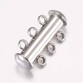 304 Stainless Steel Slide Lock Clasps, 3-Strand, 6-Hole, Tube, Stainless Steel Color, 20x10x6.5mm, Hole: 1.8mm
304 Stainless Steel Slide Lock Clasps, 3-Strand, 6-Hole, Tube, Stainless Steel Color, 20x10x6.5mm, Hole: 1.8mm