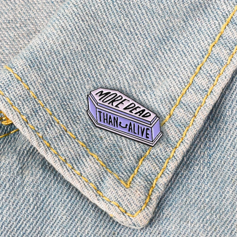 Punk style "more dead than alive" coffin metal material drop style cartoon brooch neutral bag jackets chest accessories gift
Punk style "more dead than alive" coffin metal material drop style cartoon brooch neutral bag jackets chest accessories gift