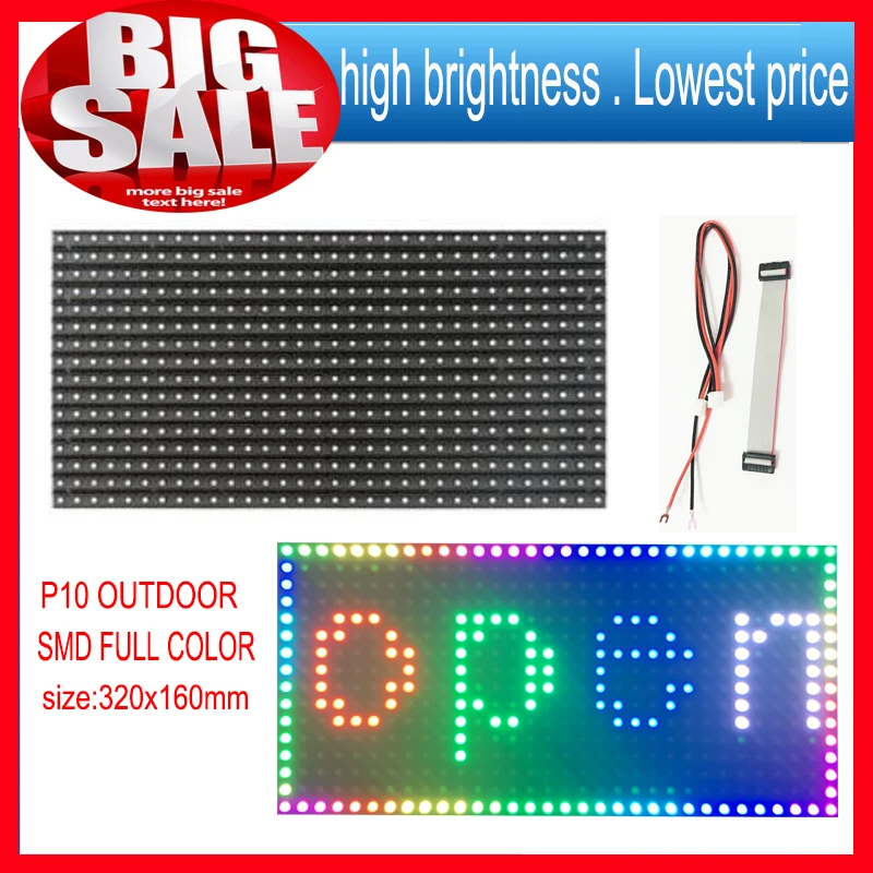 Сверхъяркий уличный светодиодный модуль P10 SMD 1 шт. Полноцветный Программируемый