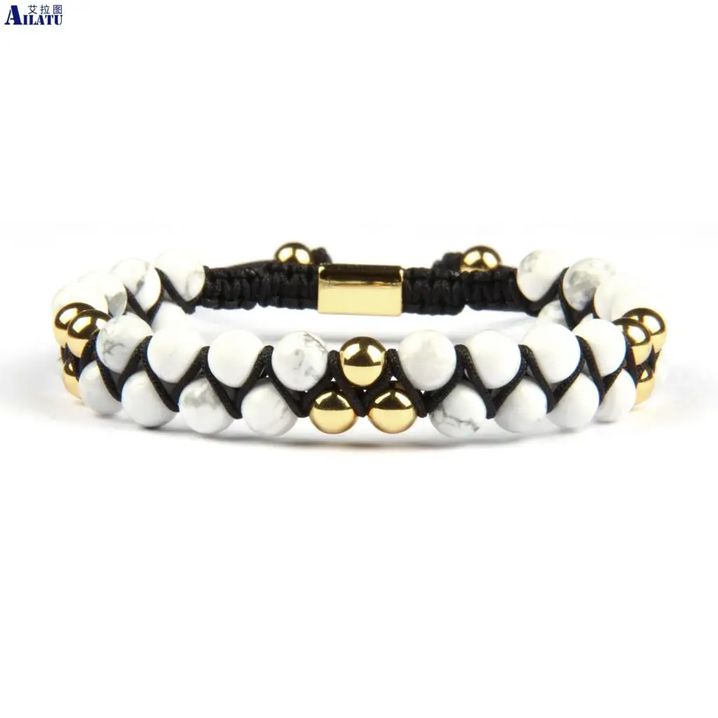 Ailatu Friendship Bracelet Double Beaded 6mm Natural Howlite & Grey Picture Stone Couples Jewelry Top Quality
Ailatu Friendship Bracelet Double Beaded 6mm Natural Howlite & Grey Picture Stone Couples Jewelry Top Quality
