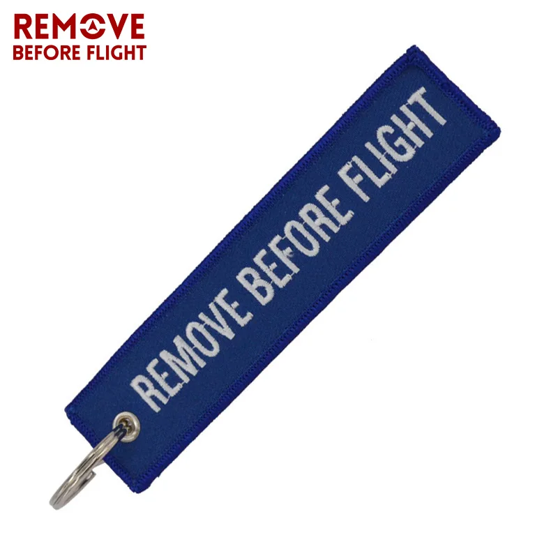 Remove Before Flight Keychain for Important Things Tag Blue Embroidery Key Fobs OEM Key Chain Jewelry Aviation Gifts for Men (2)