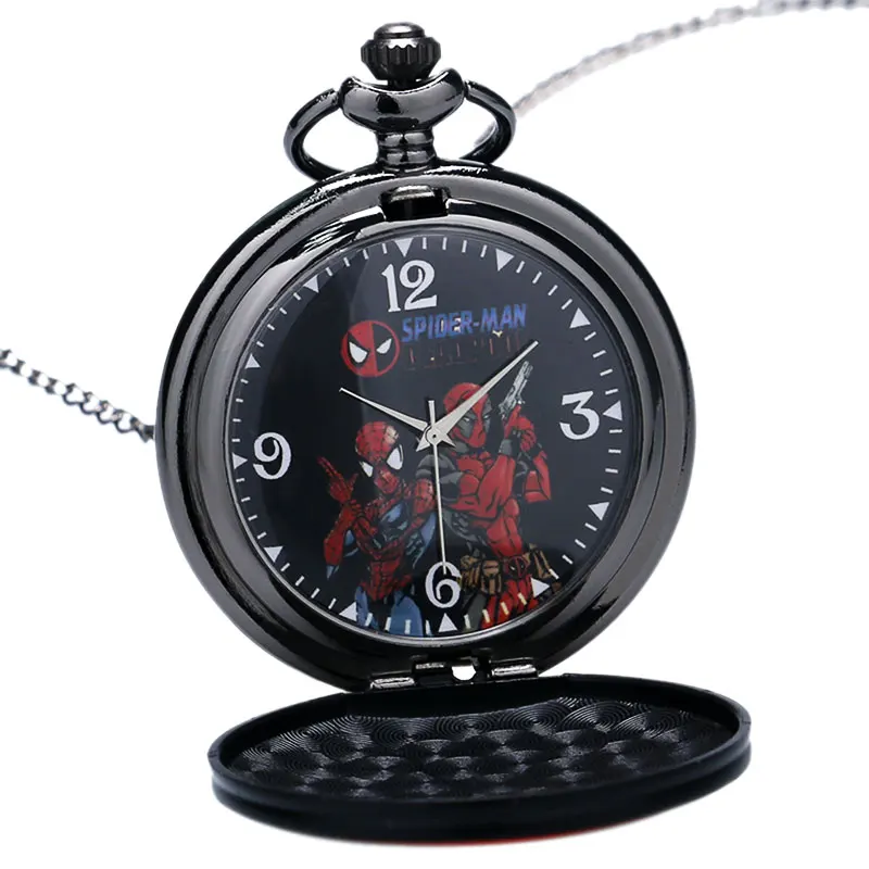 2016 Xmas Gift Spiderman Deadpool Pocket Watch New Mutants Clock Chain Cool Necklace Men Women Child Quartz Watch P367
2016 Xmas Gift Spiderman Deadpool Pocket Watch New Mutants Clock Chain Cool Necklace Men Women Child Quartz Watch P367