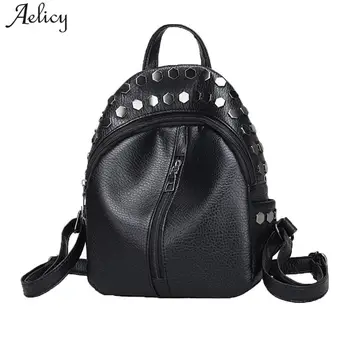 Aelicy Small Leather Women Backpack School Bags for Teenage Female Rucksack Mini Backpacks for Girls Rivet Black Mochila 
Aelicy Small Leather Women Backpack School Bags for Teenage Female Rucksack Mini Backpacks for Girls Rivet Black Mochila