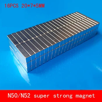 16PCS/lot 20*7*5mm Super strong rare earth neodymium magnet N50 N52