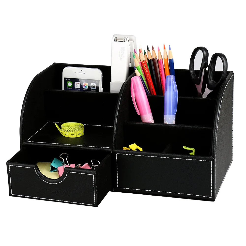 7 Storage Compartment PU Leather Desk Organizer Desktop Organizer Card/Pen/Pencil/Mobile Stationery Storage Box (Black)
7 Storage Compartment PU Leather Desk Organizer Desktop Organizer Card/Pen/Pencil/Mobile Stationery Storage Box (Black)
