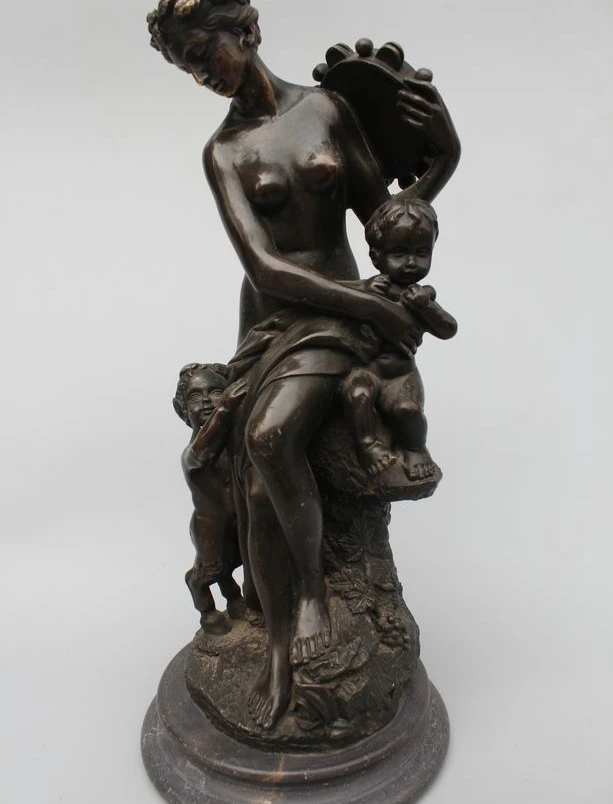 13"Western Art sculpture Bronze oomph bronze nude girl belle Two Child Statue
13"Western Art sculpture Bronze oomph bronze nude girl belle Two Child Statue