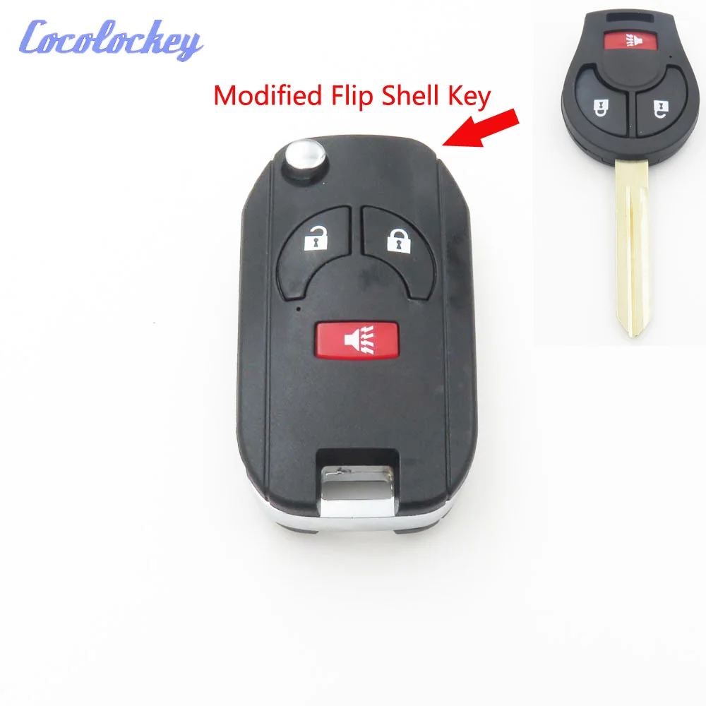 

Cocolockey 2+1 Button Modified Flip Remote Key Shell Fit for NISSAN TIIDA LIVINA MARCH 2+1Buttons Folding Shell Key