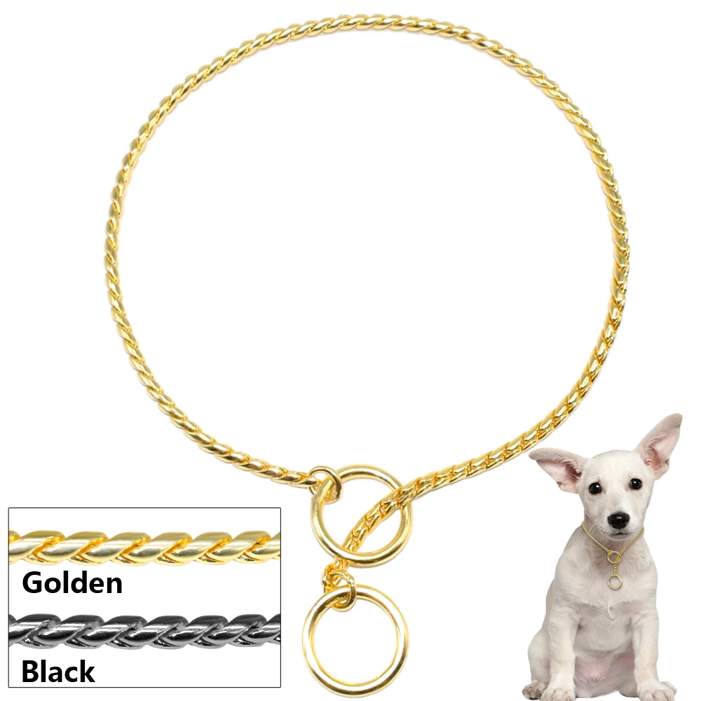 Dog Metal Show Collar Chrome/Gold 3mm/4mm/5mm