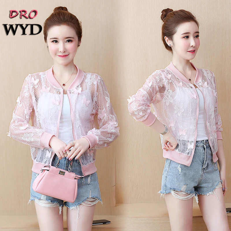 Fashion Transparent Thin Pink Baseball Short Jacket Women Casual Hollow Bomber Tops New Outdoor Lace Embroidery Breathable Coat
Fashion Transparent Thin Pink Baseball Short Jacket Women Casual Hollow Bomber Tops New Outdoor Lace Embroidery Breathable Coat
