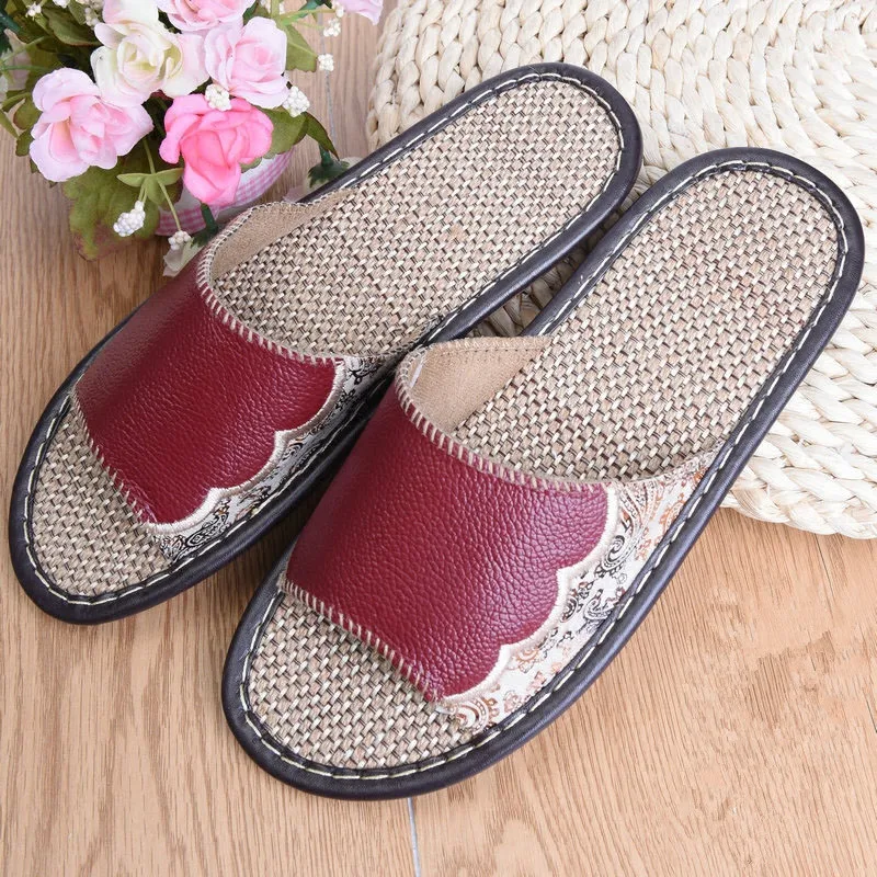 Summer Couple's Indoor Slipper Genuine Leather Linen Soft and Comfortable House Slippers Anti-Slip Home Shoes for Men and Women
Summer Couple's Indoor Slipper Genuine Leather Linen Soft and Comfortable House Slippers Anti-Slip Home Shoes for Men and Women