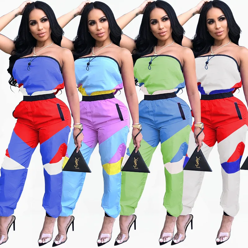 Summer Patchwork Strapless tracksuit 2019 Womens Jumpsuit Rompers Pockets Zippers Print Slim Overalls Combin Streetwear
Summer Patchwork Strapless tracksuit 2019 Womens Jumpsuit Rompers Pockets Zippers Print Slim Overalls Combin Streetwear