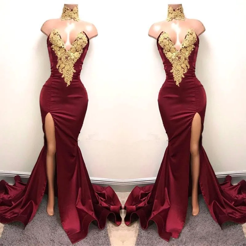 Real Picture Long Mermaid Formal Gowns robe de mariee vestido de festa Burgundy Off Shoulder Slit Lace Sexy Dress With Chocker
Real Picture Long Mermaid Formal Gowns robe de mariee vestido de festa Burgundy Off Shoulder Slit Lace Sexy Dress With Chocker