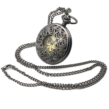 Antique Style Black Skeleton Steampunk Hollow Case Green Dial Arabic Number Mens Hand Wind Mechanical Pocket Watch w/Chain Gift
Antique Style Black Skeleton Steampunk Hollow Case Green Dial Arabic Number Mens Hand Wind Mechanical Pocket Watch w/Chain Gift