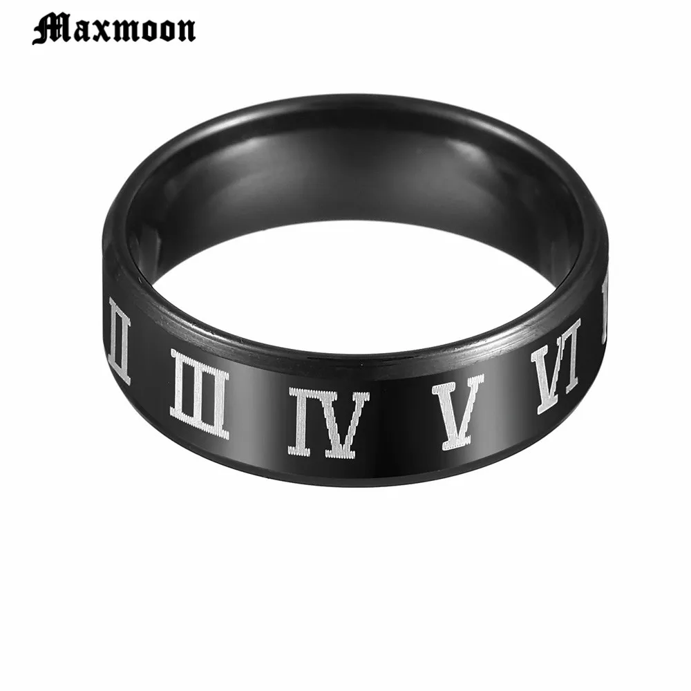 Maxmoon ashion черное кольцо с римскими цифрами мужское крутое коктейльное свадебное