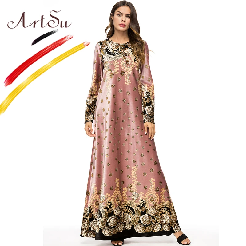 ArtSu Elegant Women Pink Floral Print Party Christmas Dress Winter O-Neck Long Sleeve Velvet Maxi Dress 4XL Plus Size Robe Femme
ArtSu Elegant Women Pink Floral Print Party Christmas Dress Winter O-Neck Long Sleeve Velvet Maxi Dress 4XL Plus Size Robe Femme