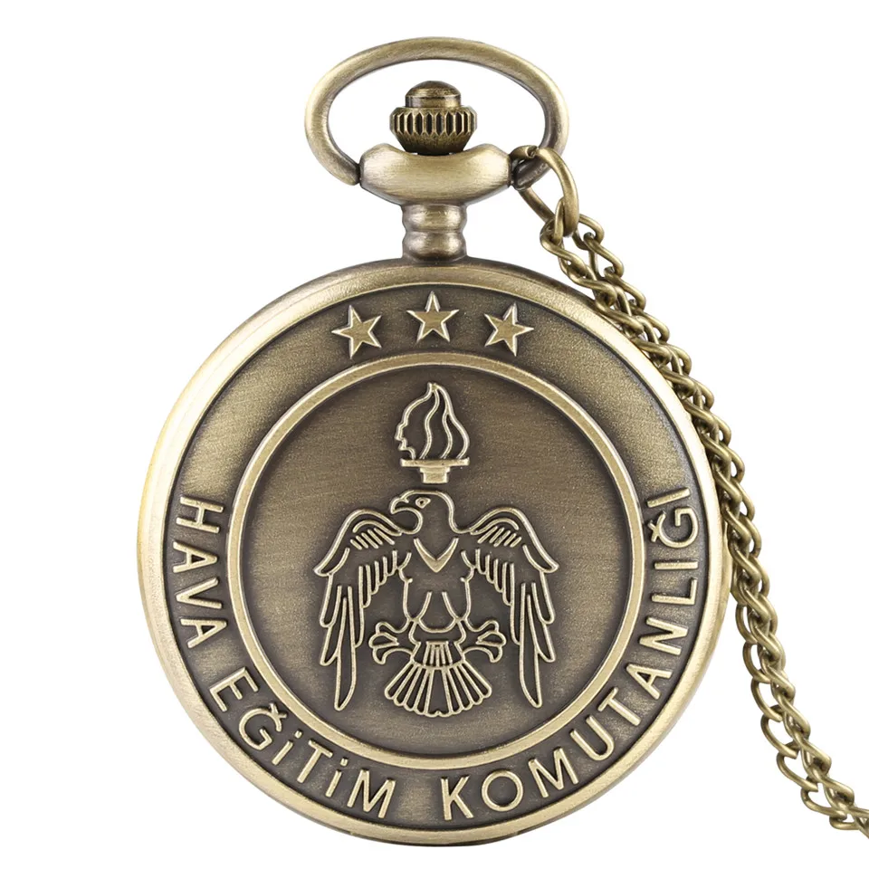 Bronze Eagle Pattern Quartz Pocket Watch for Fob Men Watches Turkish Air Training Command Clock with Necklace Pendant Boys Gifts
Bronze Eagle Pattern Quartz Pocket Watch for Fob Men Watches Turkish Air Training Command Clock with Necklace Pendant Boys Gifts