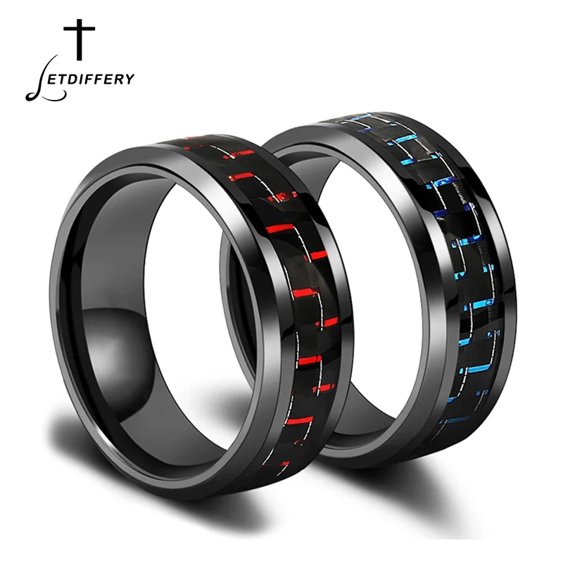 Letdiffery Punk Carbon Fiber Black Men Rings Good Quality Red Blue Stainless Steel Cool Male Jewelry Anel Alliance
Letdiffery Punk Carbon Fiber Black Men Rings Good Quality Red Blue Stainless Steel Cool Male Jewelry Anel Alliance