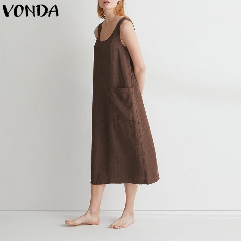 VONDA Elegant Women Dress 2019 Summer Casual Loose Pockets Vintage Cotton Dresses Sleeveless O Neck Plus Size Vestidos
VONDA Elegant Women Dress 2019 Summer Casual Loose Pockets Vintage Cotton Dresses Sleeveless O Neck Plus Size Vestidos