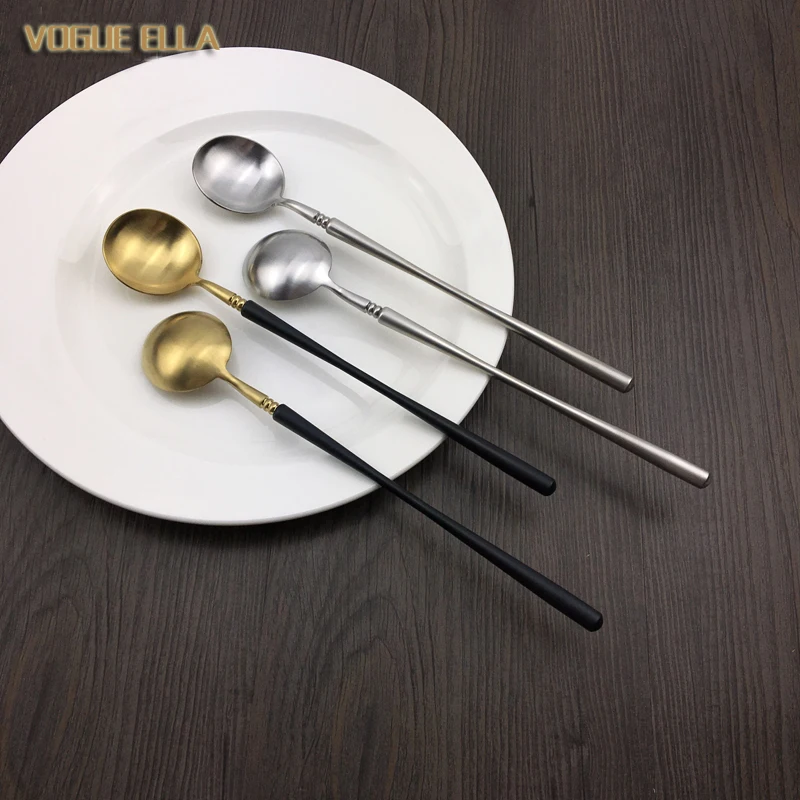 Long Handle 1810 Stainless Steel Spoon Titanium Plated Tableware Juice Coffee Milk Spoon Dessert Spoons Circular Dinnerwares
Long Handle 1810 Stainless Steel Spoon Titanium Plated Tableware Juice Coffee Milk Spoon Dessert Spoons Circular Dinnerwares