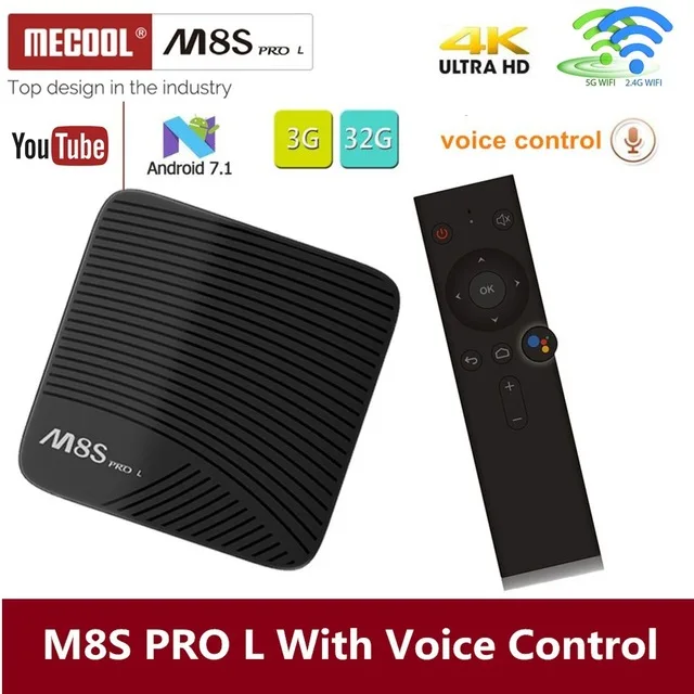 

Mecool M8S PRO L 4K TV Box Android 7.1 Smart TV Box 3GB 32GB Amlogic S912 Cortex - A53 CPU Bluetooth 4.1 + HS With Voice Control