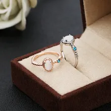 2019 Mới Thanh Lịch Màu Trắng Opal Nhẫn Thời Trang Nhẫn CZ Cưới Trang Sức Rose Gold Bạc Đầy Engagement Rings Promise đối với Phụ Nữ anillos(China)