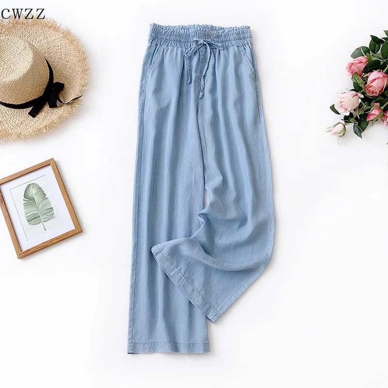 2019 thin Tencel silk jeans loose trousers high waist casual wide legged trousers Holiday vacation womens clothing
2019 thin Tencel silk jeans loose trousers high waist casual wide legged trousers Holiday vacation womens clothing