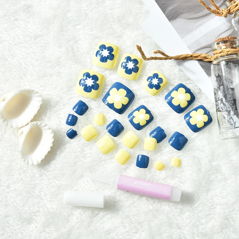 24pcs 3D Toe Fake Nails Fresh Summer Style Foot Full Toes Nail Art Tips False Nails With Glue For Women Girl Nail Art
24pcs 3D Toe Fake Nails Fresh Summer Style Foot Full Toes Nail Art Tips False Nails With Glue For Women Girl Nail Art