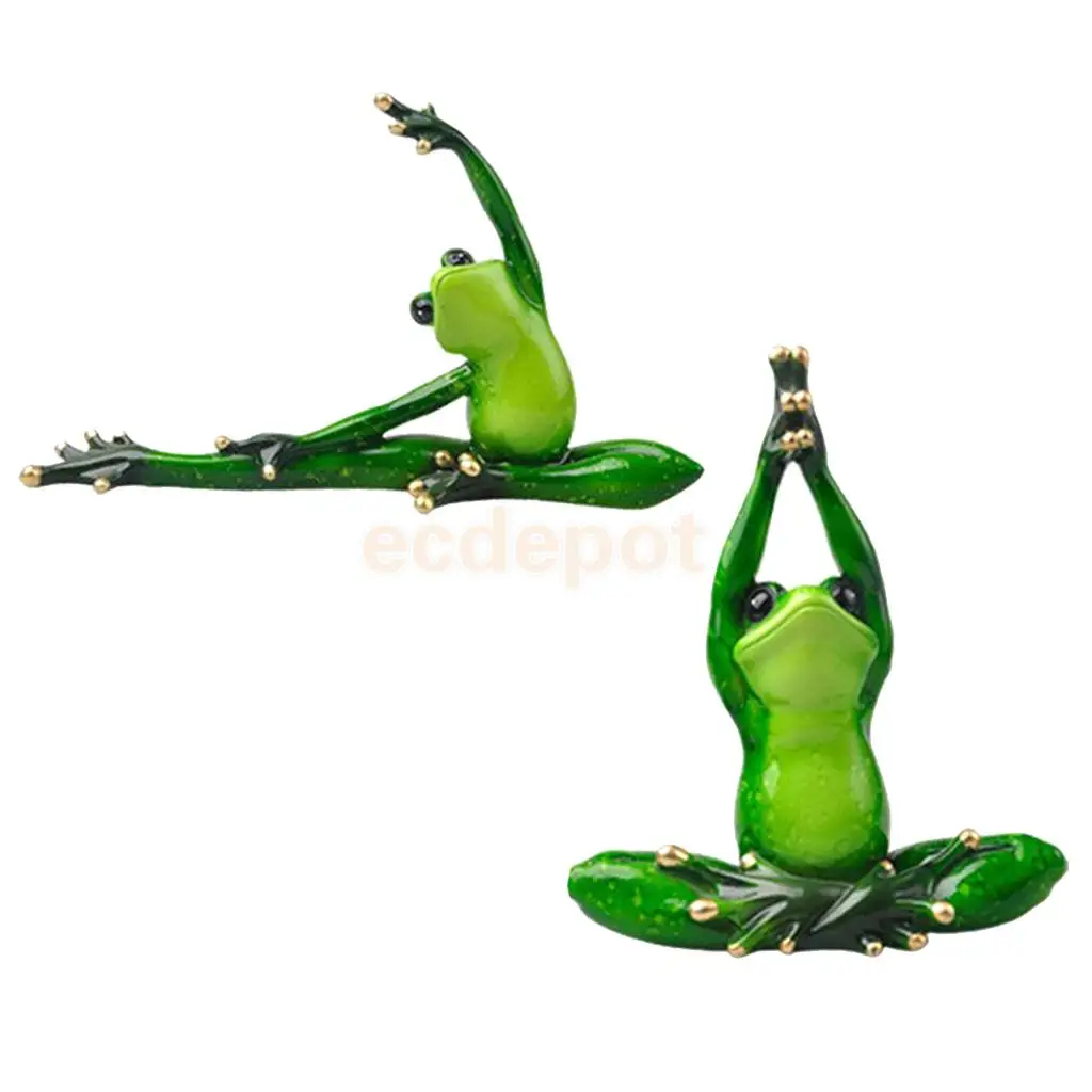 2pcs 3D Frog Figurines Miniatures Ornament Statute Bonsai Garden Decor Bonsai Plant Decoration Craft, Office Desk Ornament