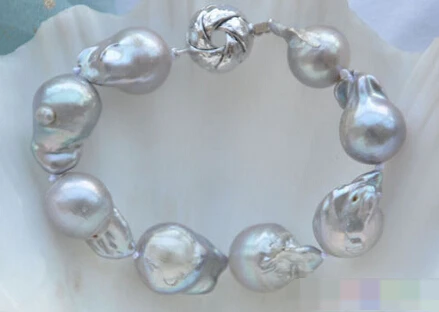 000197 GRAY BAROQUE KESHI REBORN PEARL BRACELET