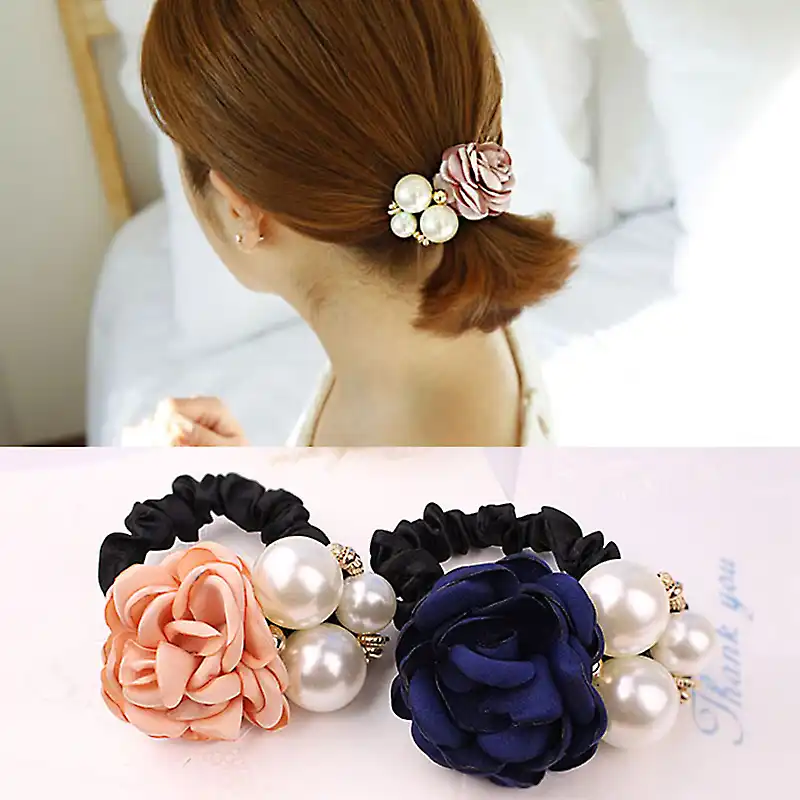 Korea Style Girls Hairwear Pearl Flower Headbands Rose Lovely Hair