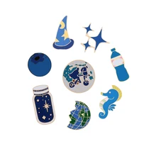 Cartoon modne niebieskie podróże butelka życzeń Blueberry star emalia szpilki broszka odznaki dla kobiet Man urocze akcesoria dropshipping(China)