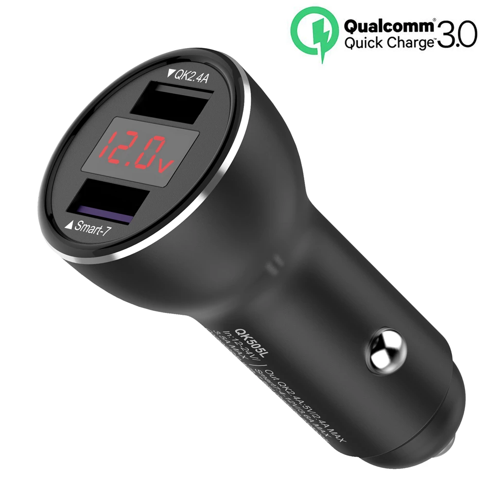 Автомобильное зарядное устройство Quick Charge 3,0, 30 Вт, автомобильный адаптер с двумя USB-портами, быстрое зарядное устройство с отображением напряжения для iPhone, Huawei, Sumsang, Xiaomi
Автомобильное зарядное устройство Quick Charge 3,0, 30 Вт, автомобильный адаптер с двумя USB-портами, быстрое зарядное устройство с отображением напряжения для iPhone, Huawei, Sumsang, Xiaomi