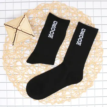 Men Black Socks Groom Best Man Groomsman Letter Socks Fashion Styles Combed Cotton Socks Wedding Party Sock
Men Black Socks Groom Best Man Groomsman Letter Socks Fashion Styles Combed Cotton Socks Wedding Party Sock