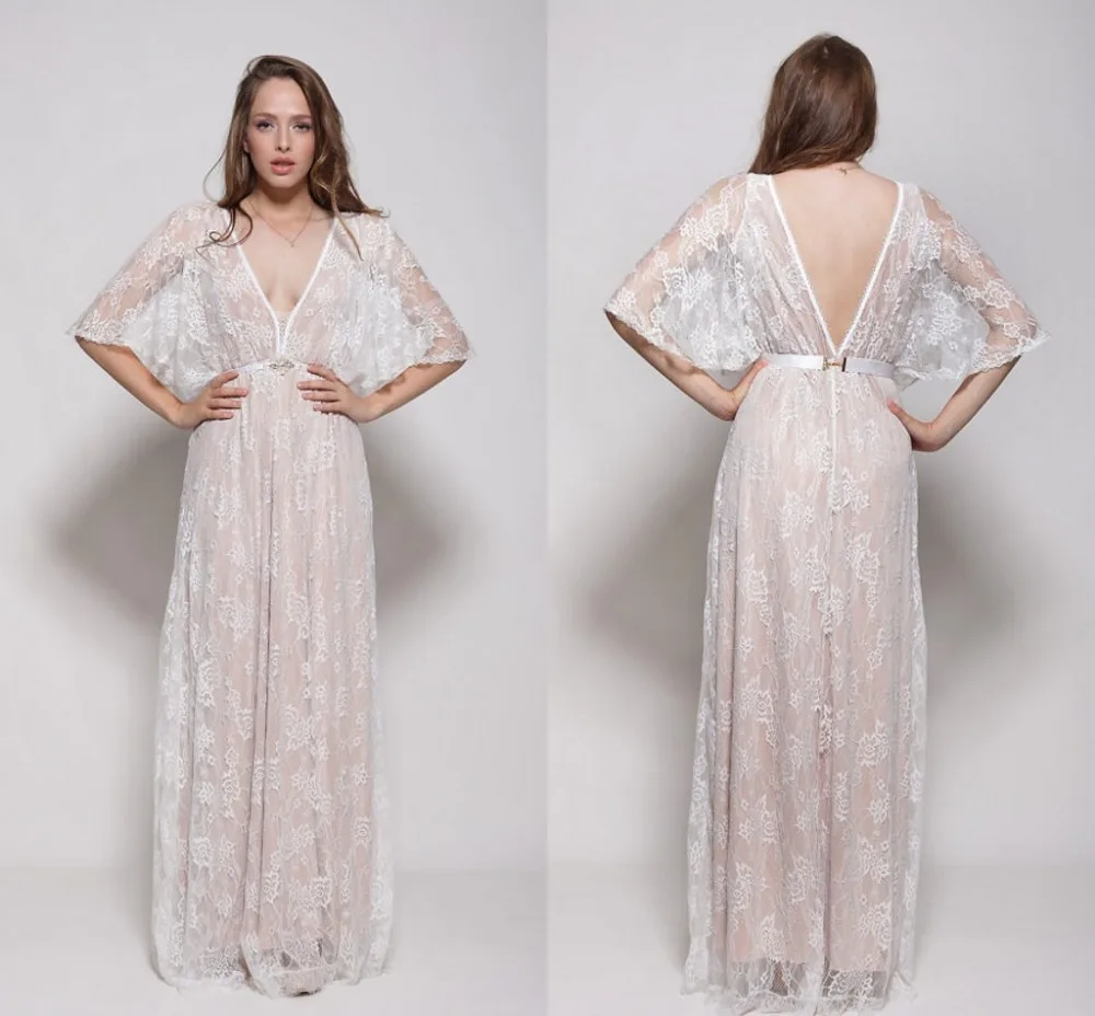 2019 женское белое летнее кружевное платье с рукавами летучая мышь открытой спиной