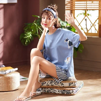 2019 Girls Women Pajamas Nightwear Blue Dachshund Print Dog 2 Pieces Set Short Sleeve Top Elastic Waist Shorts Plus Size Pijamas
2019 Girls Women Pajamas Nightwear Blue Dachshund Print Dog 2 Pieces Set Short Sleeve Top Elastic Waist Shorts Plus Size Pijamas