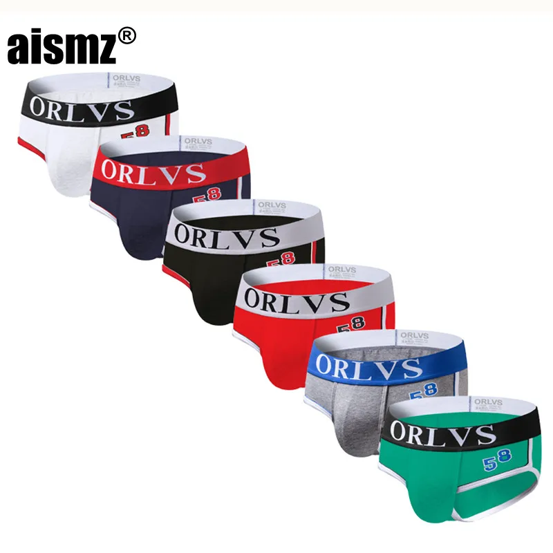 Aismz 6pcs/lot Men Briefs Best Selling Underwear Sexy Cotton Modal Gay Plus Size underpants az39 |