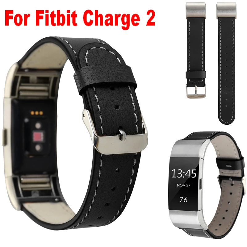 COMLYO наручный ремешок для Fitbit charge 2 кожаный часов браслет с пульсометром и