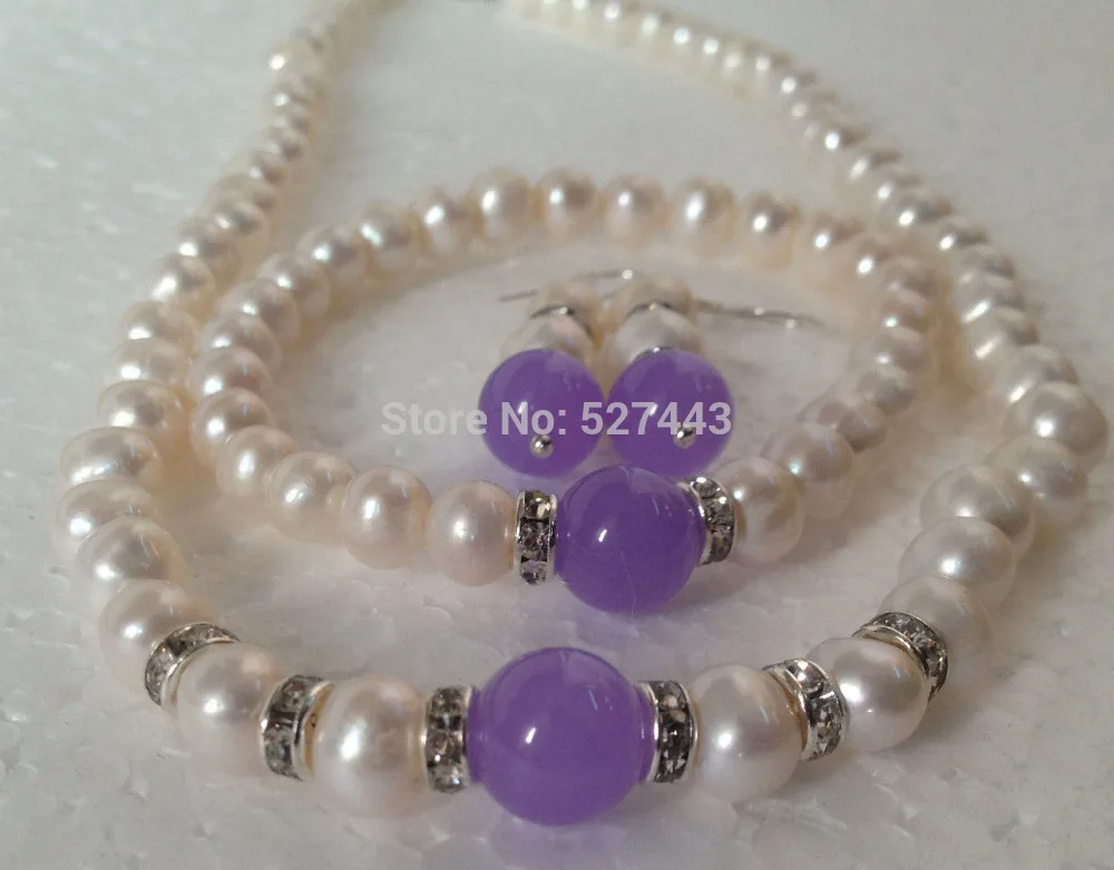Wholesale 7-8MM White Akoya Cultured Pearl/Alexandrite bracelets necklace earrings set (A0423) -Top quality free shipping
Wholesale 7-8MM White Akoya Cultured Pearl/Alexandrite bracelets necklace earrings set (A0423) -Top quality free shipping