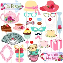 Tinksky 30 piezas Funny Tea Party Photo Booth Props para Boda nupcial ducha cumpleaños jardín niños DIY fiesta suministros(China)
